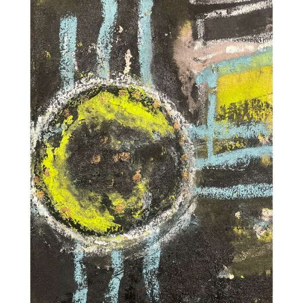 Zia Moon #4, mixed media on canvas, 12 x 10 inches