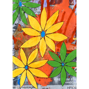 Yellow Flowers Green Flowers, Collage, 7x5 inches, © Christian Michael Gallegos