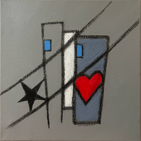 In the Grey #3, Mixed media on canvas, 12x12 inches, © Christian Michael Gallegos