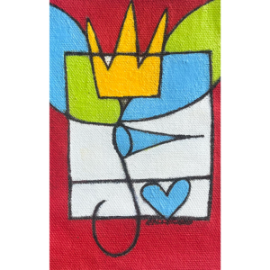 Royal Birdy #18, 6 x 4 inches, mixed media on canvas, © Christian Michael Gallegos, 2026