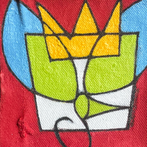 Royal Birdy #22, 4 x 4 inches, mixed media on canvas, © Christian Michael Gallegos, 2026