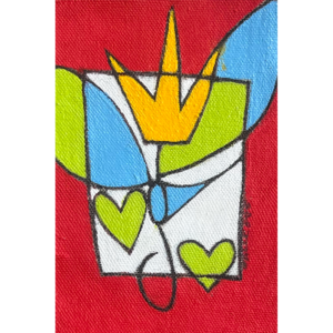 Royal Birdy #23, 6 x 4 inches, mixed media on canvas, © Christian Michael Gallegos, 2026