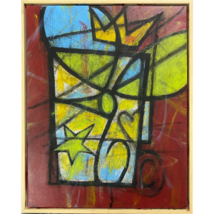 Royal Birdy #35, 20x16 inches framed, mixed media on canvas, © Christian Michael Gallegos, 2026